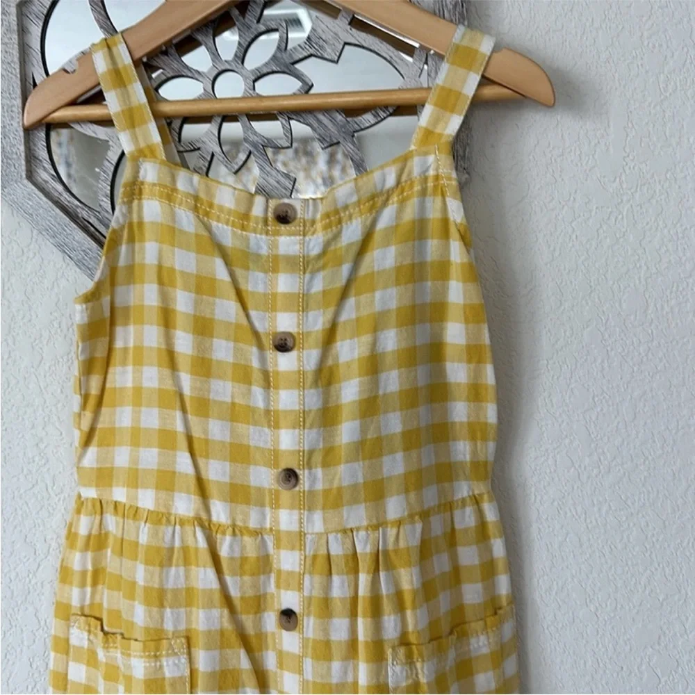 Old Navy • Yellow + White Gingham Plaid Picnic Sun Dress with Button Accents